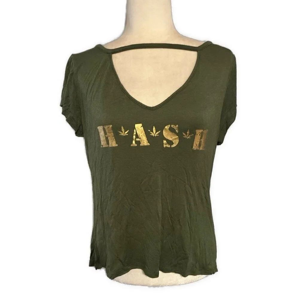 High Demand Hash Weed Marijuana Green Gold Short Sleeve T Shirt Top Small Medium